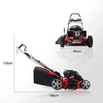 Baumr-AG 248cc Lawn Mower 4-Stroke 21 Inch Petrol Lawnmower 4-in-1 Self-Propelled Electric Start.