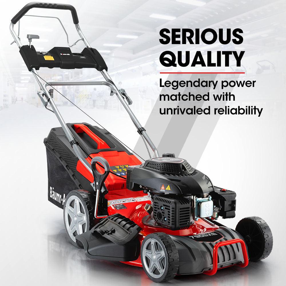 BAUMR-AG 18" 224cc Electric Start Self Propelled Lawn Mower, 7 Height, Steel Deck, 6HP, 4-Stroke Petrol Lawnmower - 790SXe.
