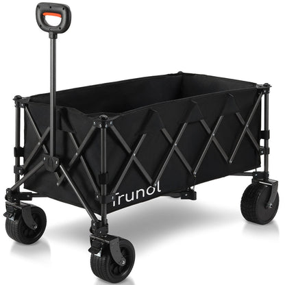 TRUNDL 180L XL Electric Folding Pull Cart, Powerful Easy Hill Climbing, All-terrain Wheels, Wagon for Beach Camping Shopping, Black