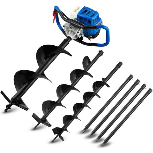 POWERBLADE PD950 52cc 2-Stroke Petrol Post Hole Digger, w/ 3 Auger bits, 600mm Extension Shaft.