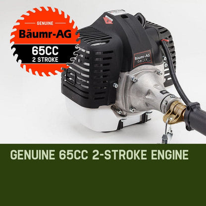 BAUMR-AG 65cc 9in1 Long Reach Garden Multi-tool, Pole Saw, Hedge & Line Trimmer, Brush Cutter, 12" Tree Trimming Pruning Chainsaw Bar, 2 Extension Shafts