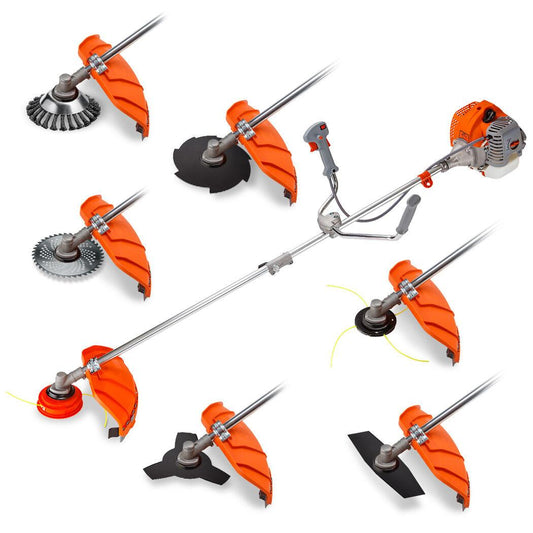 MTM 62cc 7in1 Brush Cutter Garden Multi-Tool , Pole Hedge & Line Trimmer, Bullhorn Handle, 12" Tree Trimming Pruning.