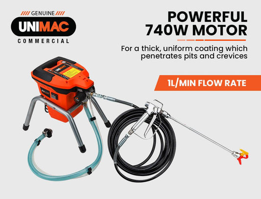 Unimac 740W Electric Airless Paint Sprayer Portable High Pressure Station Spray Gun.