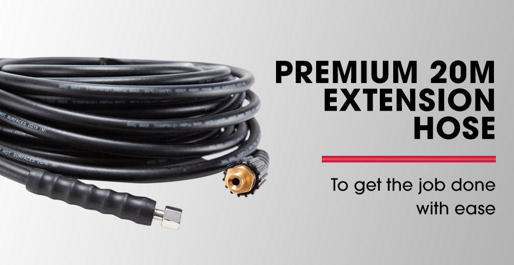 Jet-USA 20M Petrol Pressure Washer Hose Extension with Drain Cleaner Nozzle Accesory Pack.
