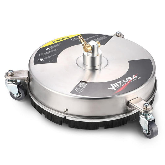 Jet-USA 15" Stainless Steel Pressure Washer Surface Cleaner, 1/4" Fitting, For Concrete Driveway Patio Floor.