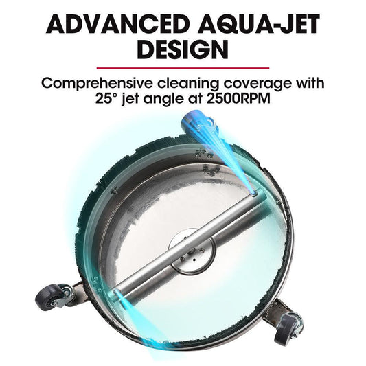 Jet-USA 15" Stainless Steel Pressure Washer Surface Cleaner, 1/4" Fitting, For Concrete Driveway Patio Floor.