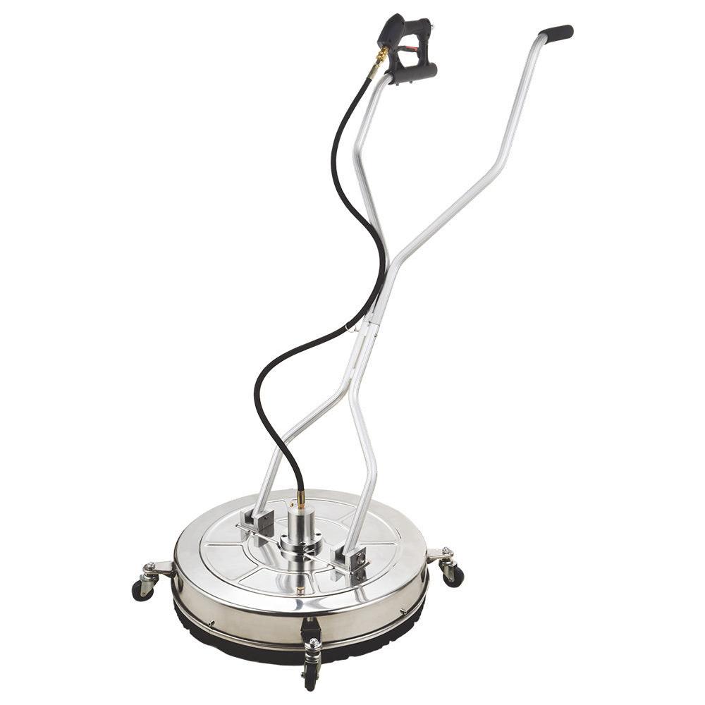 Jet-USA 24" Stainless Steel Pressure Washer Surface Cleaner, 3/8" Fitting, with Yoke Handlebar, For Concrete Driveway Patio Floor.