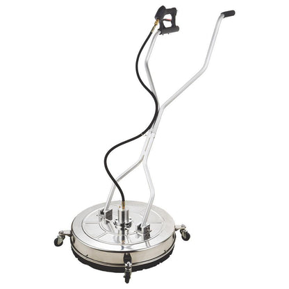 Jet-USA 24" Stainless Steel Pressure Washer Surface Cleaner, 3/8" Fitting, with Yoke Handlebar, For Concrete Driveway Patio Floor.