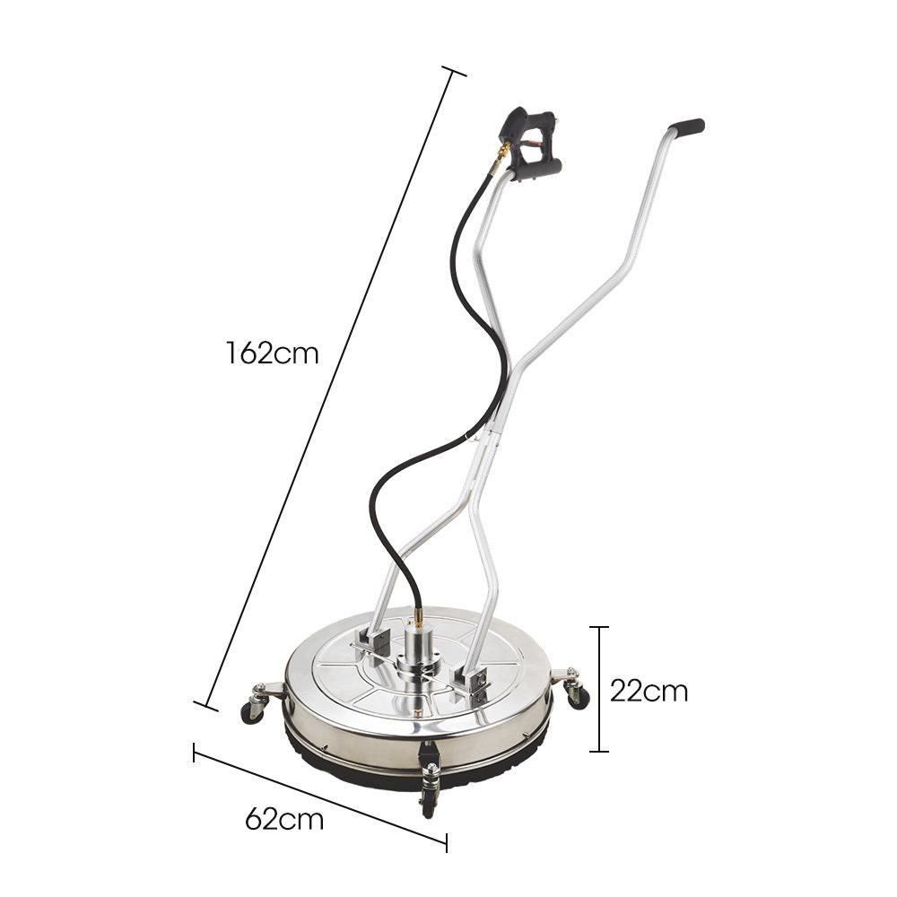 Jet-USA 24" Stainless Steel Pressure Washer Surface Cleaner, 3/8" Fitting, with Yoke Handlebar, For Concrete Driveway Patio Floor.