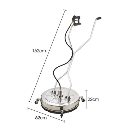 Jet-USA 24" Stainless Steel Pressure Washer Surface Cleaner, 3/8" Fitting, with Yoke Handlebar, For Concrete Driveway Patio Floor.