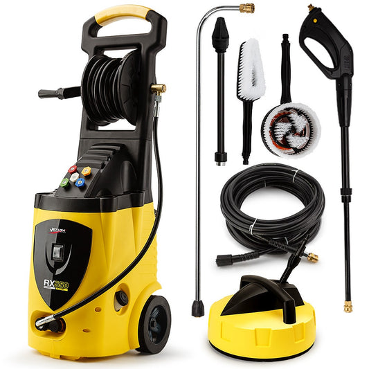 Jet-USA RX550 Electric High Pressure Washer 3500PSI Ultimate Pack, 5 Nozzles, Spin & Wheel Brush, Deck Cleaner, Turbo Head, Angled Lance, 30M Hose Reach.
