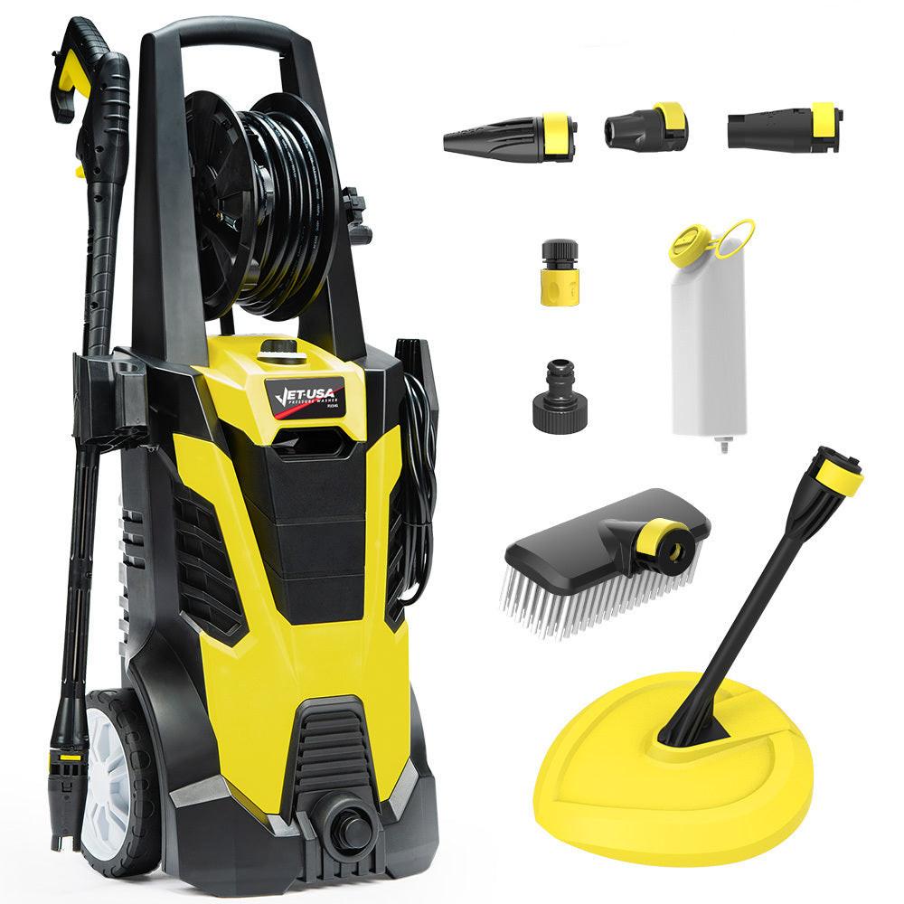 JET-USA RX540 Electric High Pressure Washer, 2800PSI 2 Nozzles, Brush Head, Deck Cleaner, Detergent Bottle, 10M Hose.