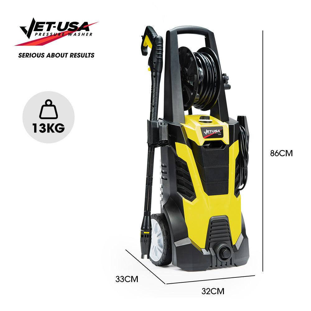 JET-USA RX540 Electric High Pressure Washer, 2800PSI 2 Nozzles, Brush Head, Deck Cleaner, Detergent Bottle, 10M Hose.