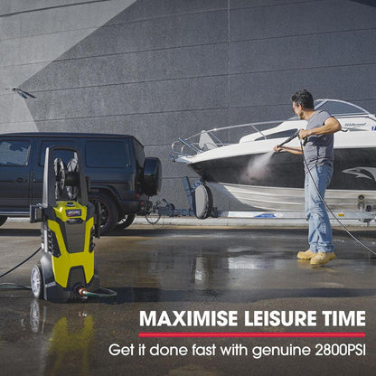 JET-USA RX540 Electric High Pressure Washer, 2800PSI 2 Nozzles, Brush Head, Deck Cleaner, Detergent Bottle, 10M Hose.