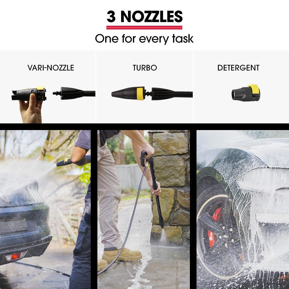 JET-USA RX540 Electric High Pressure Washer, 2800PSI 2 Nozzles, Brush Head, Deck Cleaner, Detergent Bottle, 10M Hose.