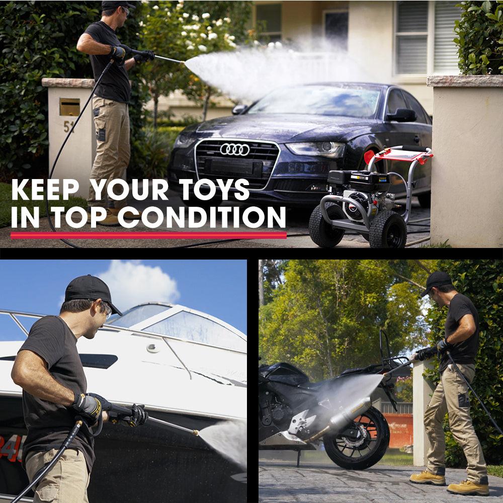 Jet-USA 7HP 4800PSI Petrol High Pressure Washer Gun Water Cleaner Gurney 4-Stroke Engine 30M Hose.