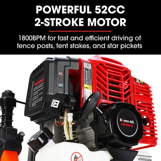 Baumr-AG 52cc 2-Stroke Petrol Post Driver with 2 Drive Sockets.