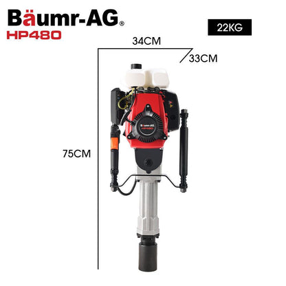 BAUMR-AG HP480 55cc 4-Stroke Petrol Post Driver, with 2 Piling Socket Sleeves.