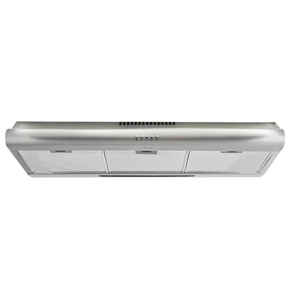 EUROCHEF 90cm Fixed Stainless Steel Rangehood, Quiet 3-Speed, 4-Layer Dishwashable Filters, Halogen Lights EFR90S.