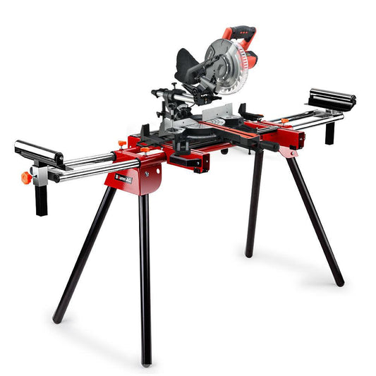 BAUMR-AG 210mm Sliding Compound Mitre Drop Saw and Adjustable Stand Combo.