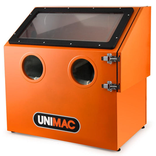 UNIMAC 110L Benchtop Sandblasting Cabinet, with Sandblast Gun Set with Hose, LED Light.