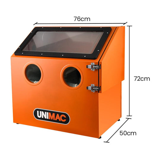 UNIMAC 110L Benchtop Sandblasting Cabinet, with Sandblast Gun Set with Hose, LED Light.