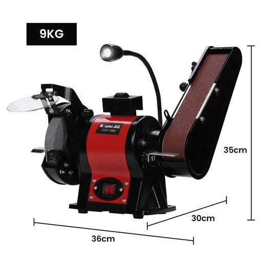 BAUMR-AG Bench Grinder and Belt Sander Combo, 150mm Grinding Disc, 50 x 686mm Linisher, Brushless Motor, Worklight.