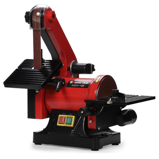 BAUMR-AG Bench Vertical Belt and Disc Sander Combo, 25mm Linisher, 125mm Sanding Disc, Brushless Motor, Dust Collection Ports.