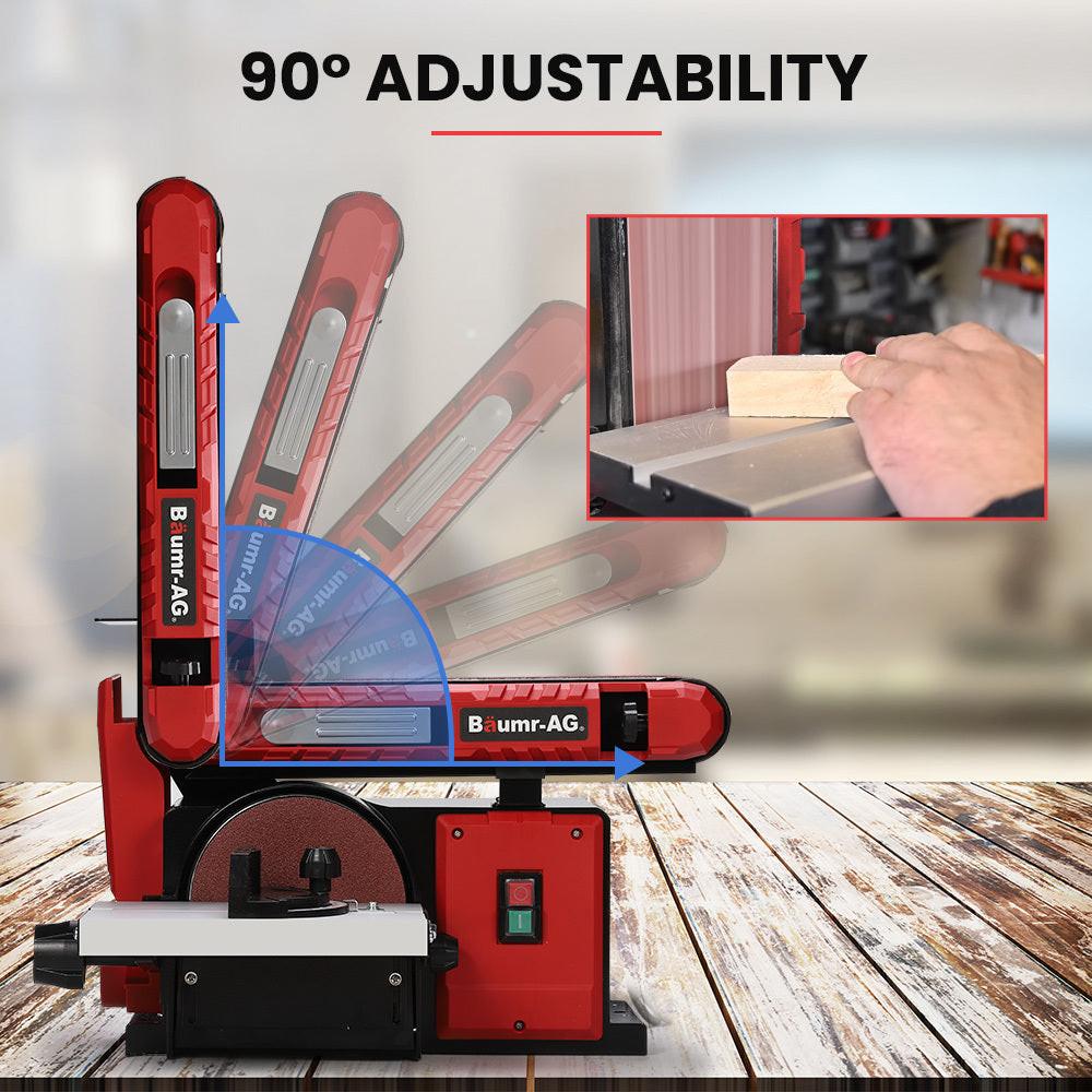 BAUMR-AG Bench Belt and Disc Sander Combo, 100mm Linisher + 150mm Disc, S1 Rated 400W Brushless Motor, Horizontal & Vertical Sanding.