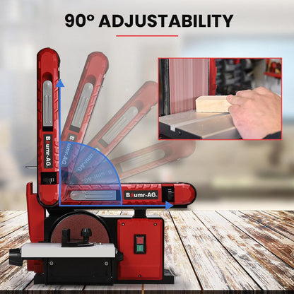 BAUMR-AG Bench Belt and Disc Sander Combo, 100mm Linisher + 150mm Disc, S1 Rated 400W Brushless Motor, Horizontal & Vertical Sanding.