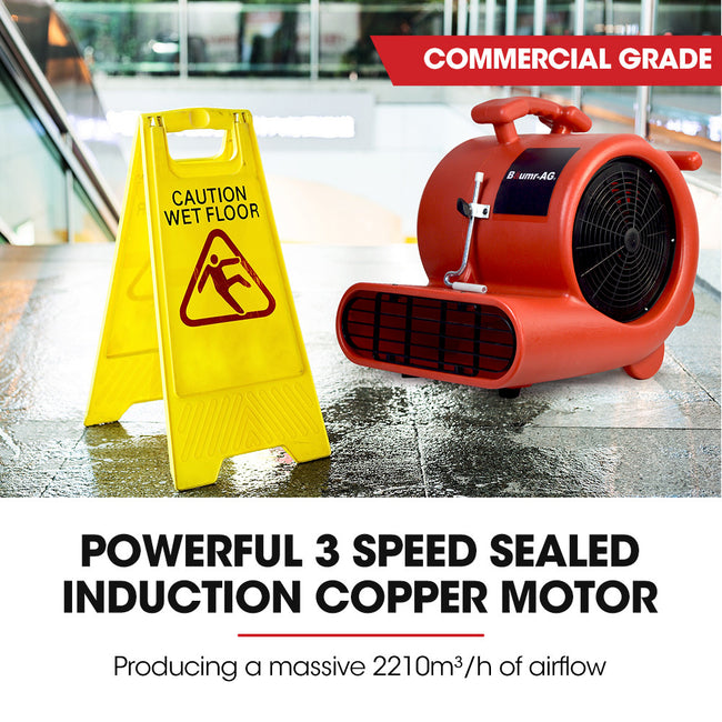 Baumr-AG 3-Speed Carpet Dryer Air Mover Blower Fan, 1300CFM, Sealed Copper Motor, Poly Housing Main Image