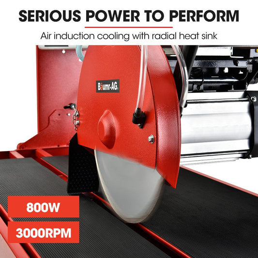 BAUMR-AG 800W Electric Tile Saw Cutter with 200mm (8") Blade, 720mm Cutting Length, Side Extension Table.