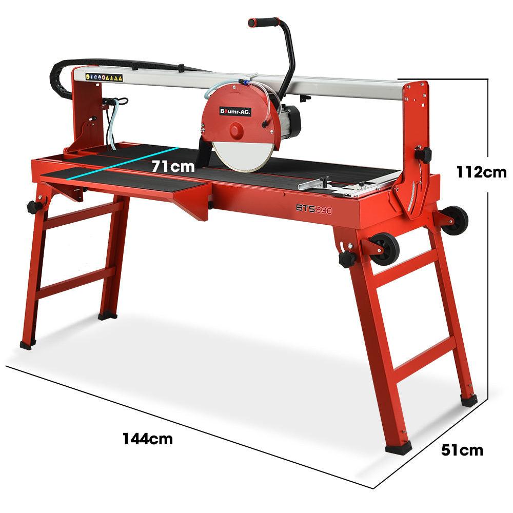 BAUMR-AG 1500W Electric Tile Saw Cutter with 300mm (12") Blade, 920mm Cutting Length, Side Extension Table.