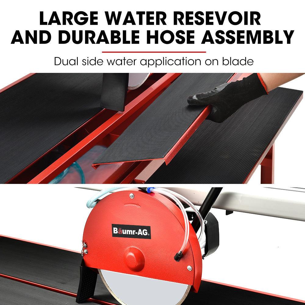 BAUMR-AG 1500W Electric Tile Saw Cutter with 300mm (12") Blade, 920mm Cutting Length, Side Extension Table.