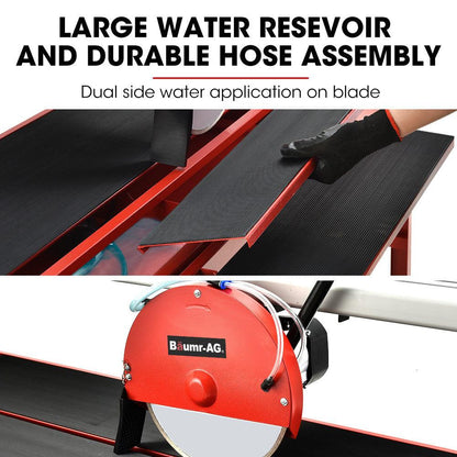 BAUMR-AG 1500W Electric Tile Saw Cutter with 300mm (12") Blade, 920mm Cutting Length, Side Extension Table.