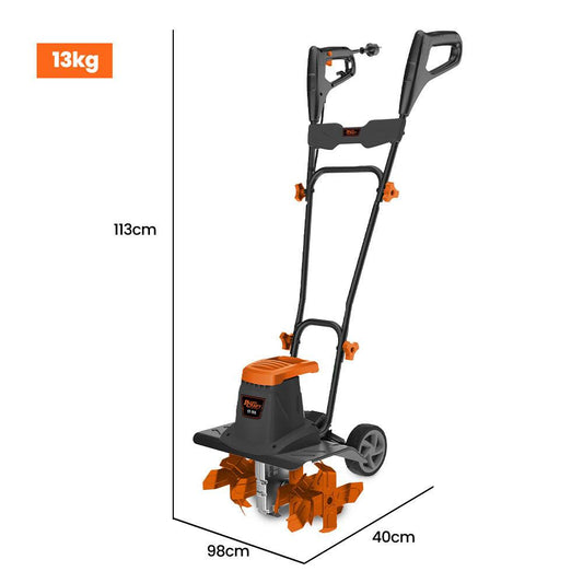 PLANTCRAFT Electric Rotary Hoe Garden Tiller Soil Cultivator, Adjustable Depth, 6 Tines.