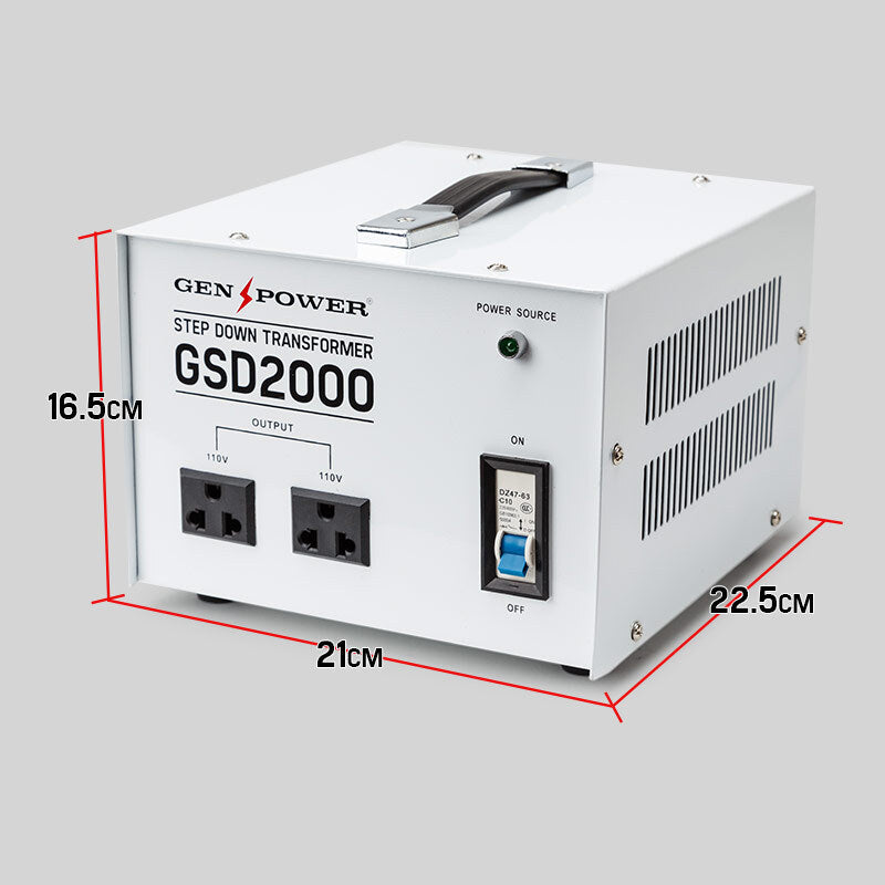 Genpower 2000W Step Down Transformer 240V-110V Stepdown Voltage Converter AU-US.