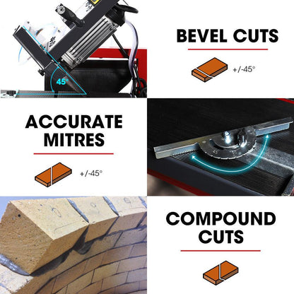 BAUMR-AG 2000W 350mm 14" Brick & Masonry Table Saw, Electric Tile Concrete Cutting, with Stand.