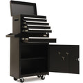 BULLET Pro 5 Drawer Tool Box Cabinet Chest Storage, with 1-Door Toolbox Garage Organiser Set, Black.