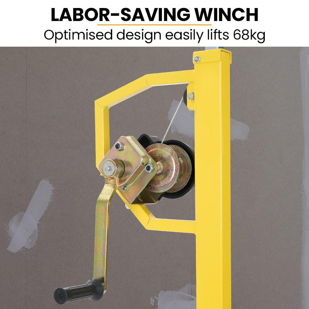 UNIMAC Drywall & Panel Lifter, 1200 x 3600 68kg Max Gyprock Sheet, Galvanised, No-mark Locking Castors.