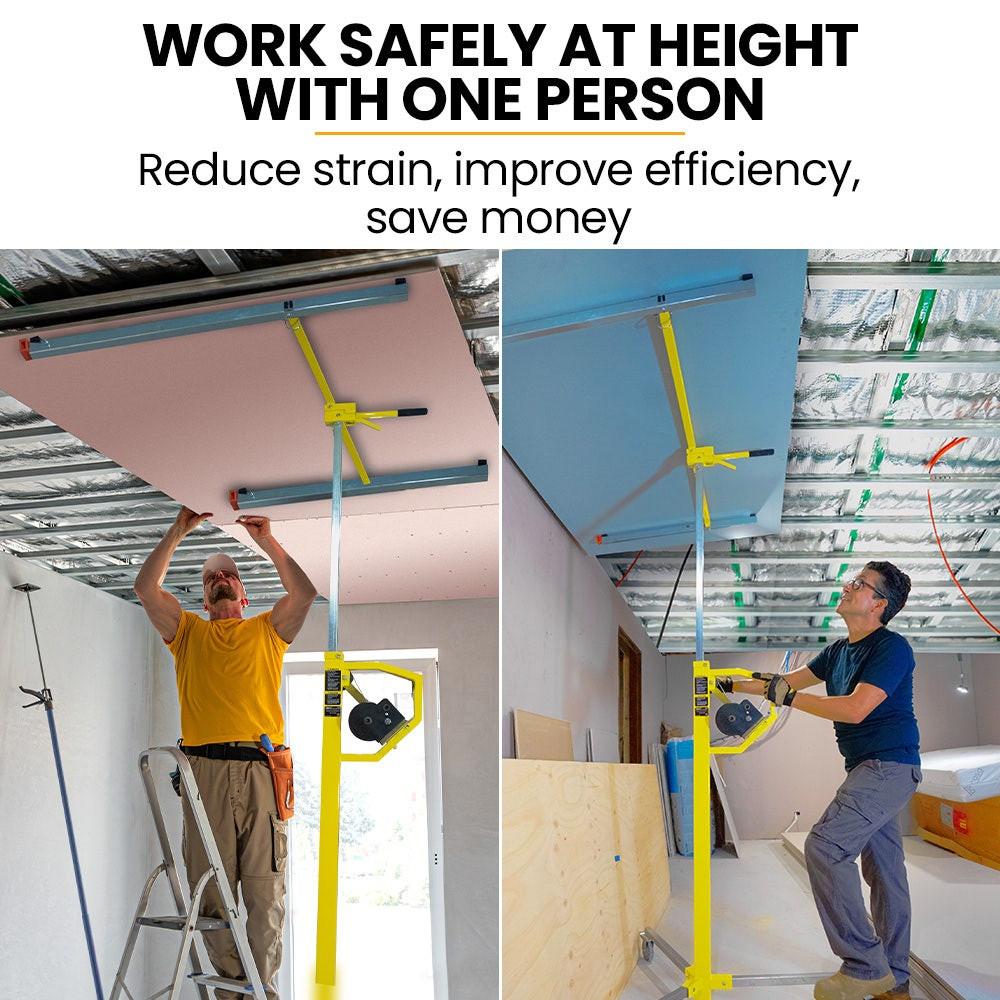 UNIMAC Drywall & Panel Lifter, 1200 x 3600 68kg Max Gyprock Sheet, Galvanised, No-mark Locking Castors.