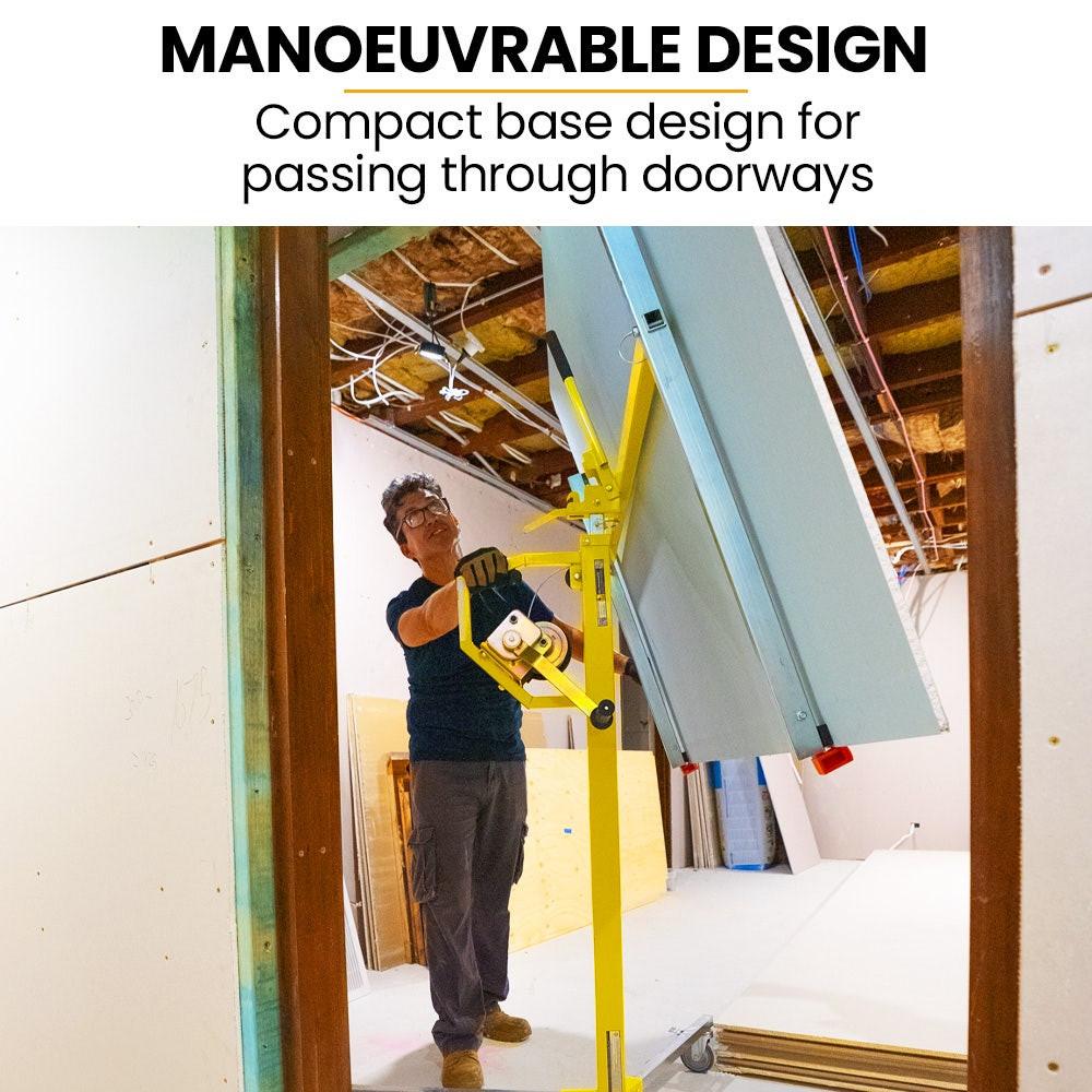 UNIMAC Drywall & Panel Lifter, 1200 x 3600 68kg Max Gyprock Sheet, Galvanised, No-mark Locking Castors.