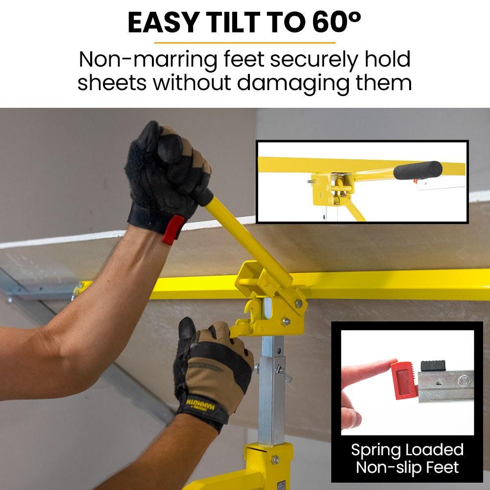 UNIMAC Drywall & Panel Lifter, 1200 x 3600 68kg Max Gyprock Sheet, Galvanised, No-mark Locking Castors.
