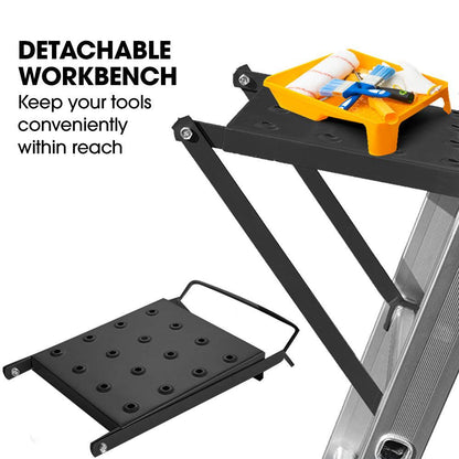 Bullet 2.9m Folding Aluminium Multipurpose Ladder, w/ Workshelf Platform, Spring Assisted Rapid Safety Lock Adjusters.