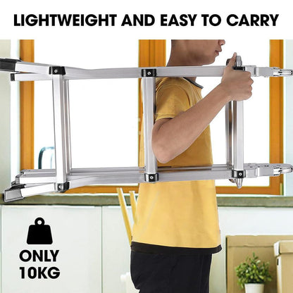 Bullet 2.9m Folding Aluminium Multipurpose Ladder, w/ Workshelf Platform, Spring Assisted Rapid Safety Lock Adjusters.