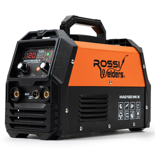 ROSSI 120 Amp Inverter Welder, 3in1 Portable MMA ARC /MIG Gasless /Lift-TIG Welding Machine, 15A Plug.