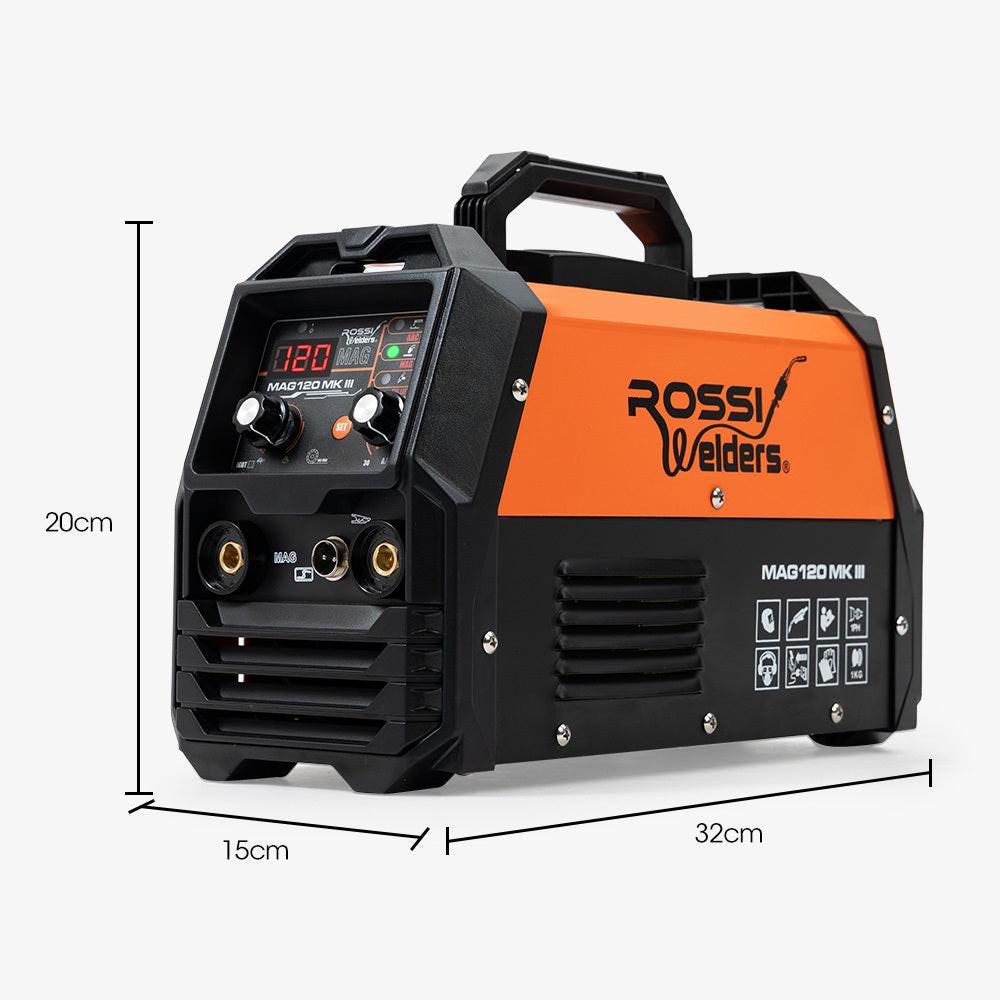 ROSSI 120 Amp Inverter Welder, 3in1 Portable MMA ARC /MIG Gasless /Lift-TIG Welding Machine, 15A Plug.