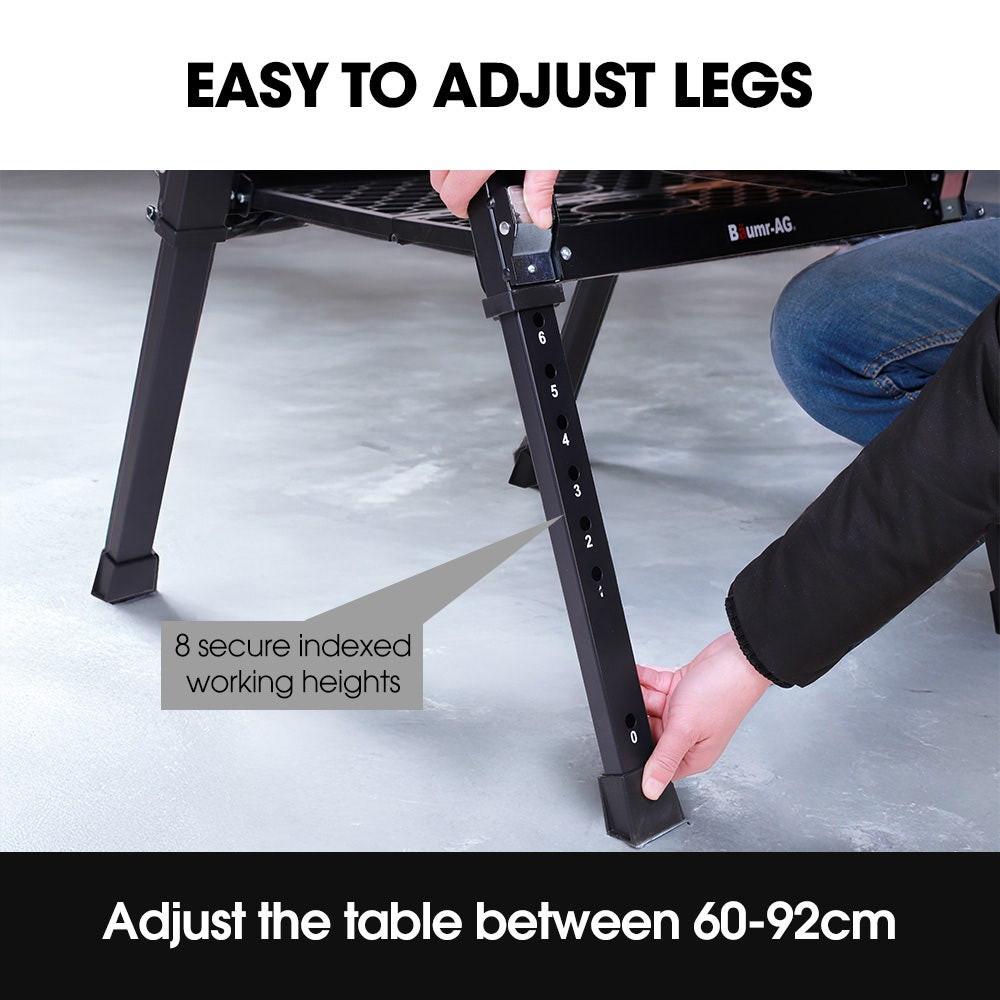 BAUMR-AG Portable Multifunction Workbench, 2-in-1 Worktable and Sawhorse, Height Adjustable, Expandable.