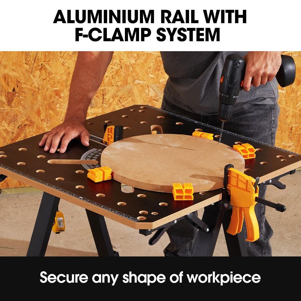 BAUMR-AG Portable Multifunction Workbench, 2-in-1 Worktable and Sawhorse, Height Adjustable, Expandable.