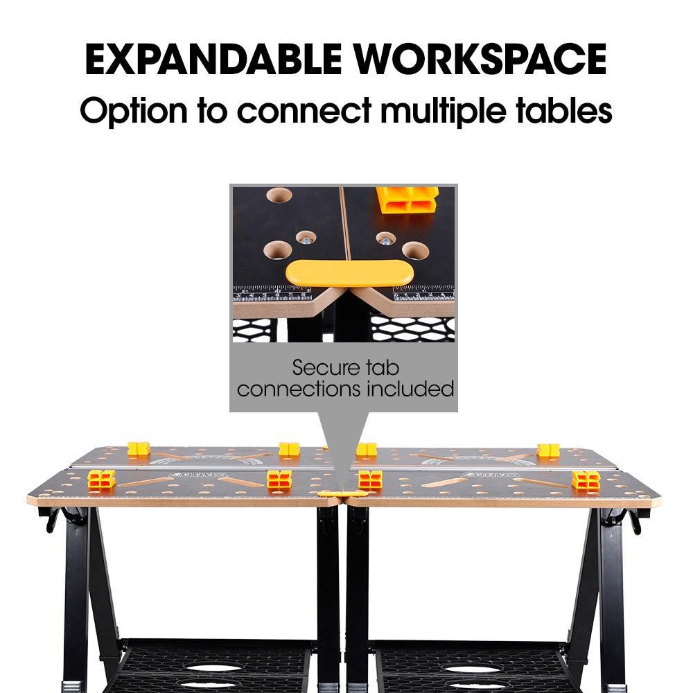 BAUMR-AG Portable Multifunction Workbench, 2-in-1 Worktable and Sawhorse, Height Adjustable, Expandable.